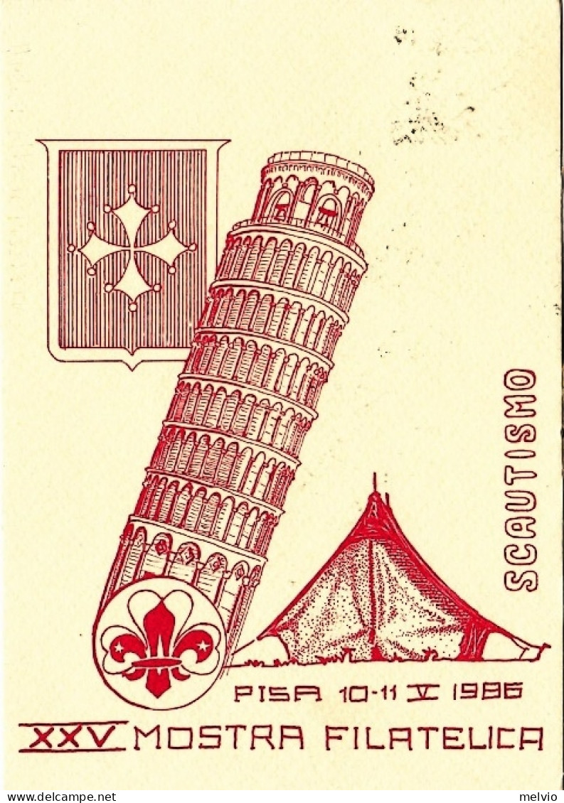 1986-cartolina Illustrata Pisa Cachet 40 Anni Di Scoutismo A Pisa Cartolina Tras - Pisa