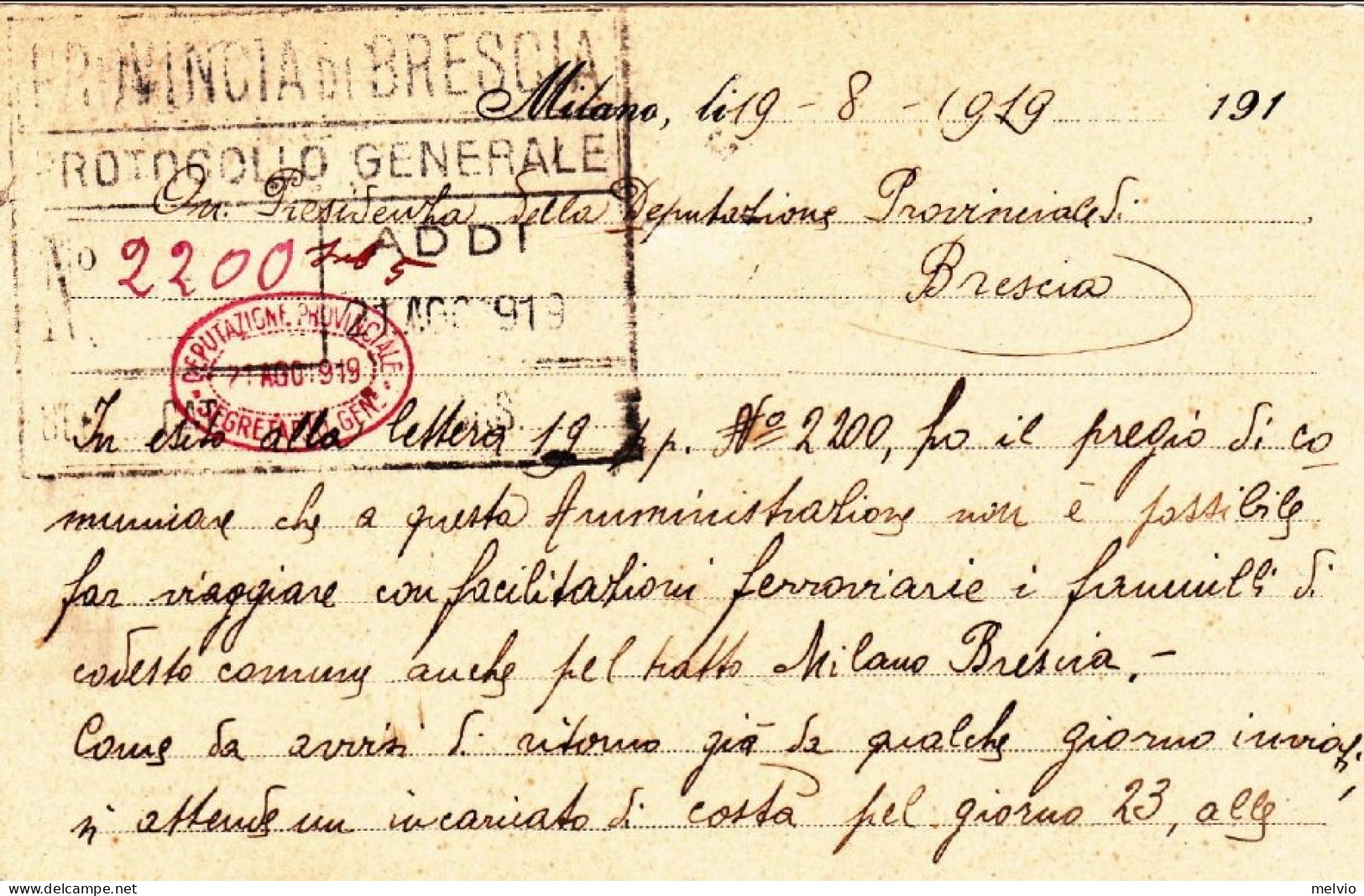 1919-Opera Pia Per La Cura Balneare Agli Scrofolosi Poveri Di Milano Affrancata  - Marcophilia