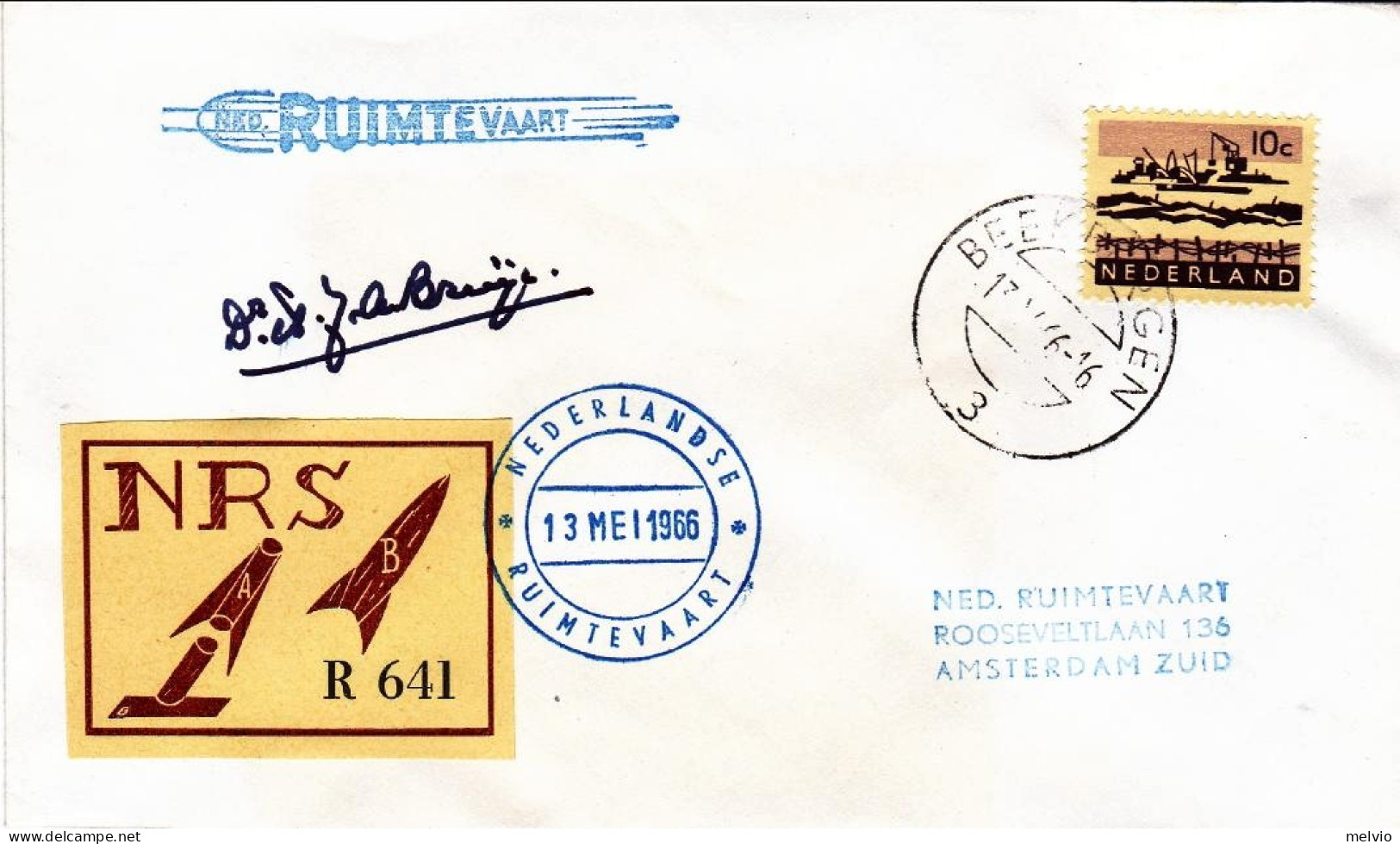 1966-Holland Nederland Olanda Razzogramma Affrancato + Erinnofilo Giallo - Poststempel