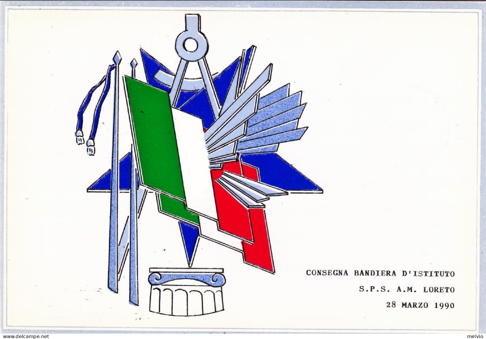 1990-Vaticano Cartolina Illustrata "consegna Bandiera D'istituto" Collegamento P - Aéreo
