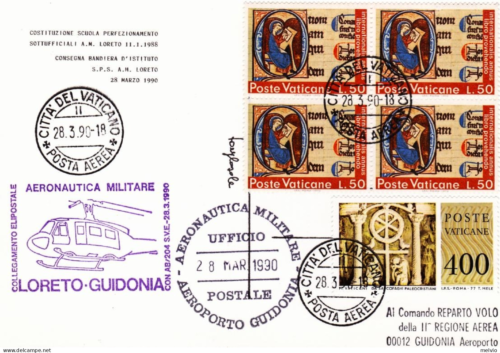 1990-Vaticano Cartolina Illustrata "consegna Bandiera D'istituto" Collegamento P - Airmail