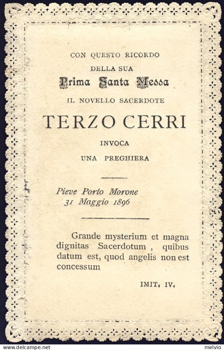 1896-sacerdote Terzo Cerri, Pieve Porto Marone 31 Maggio, Santino Merlettato In  - Santini