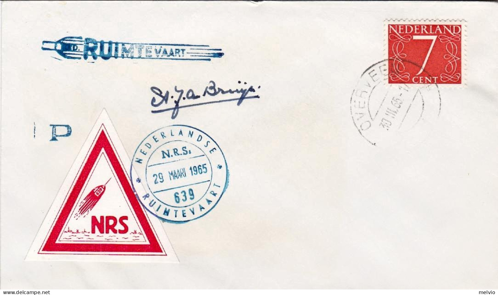 1965-Holland Nederland Olanda Razzogramma Del 29 Marzo Con Una Vignetta Rossa E  - Poststempels/ Marcofilie