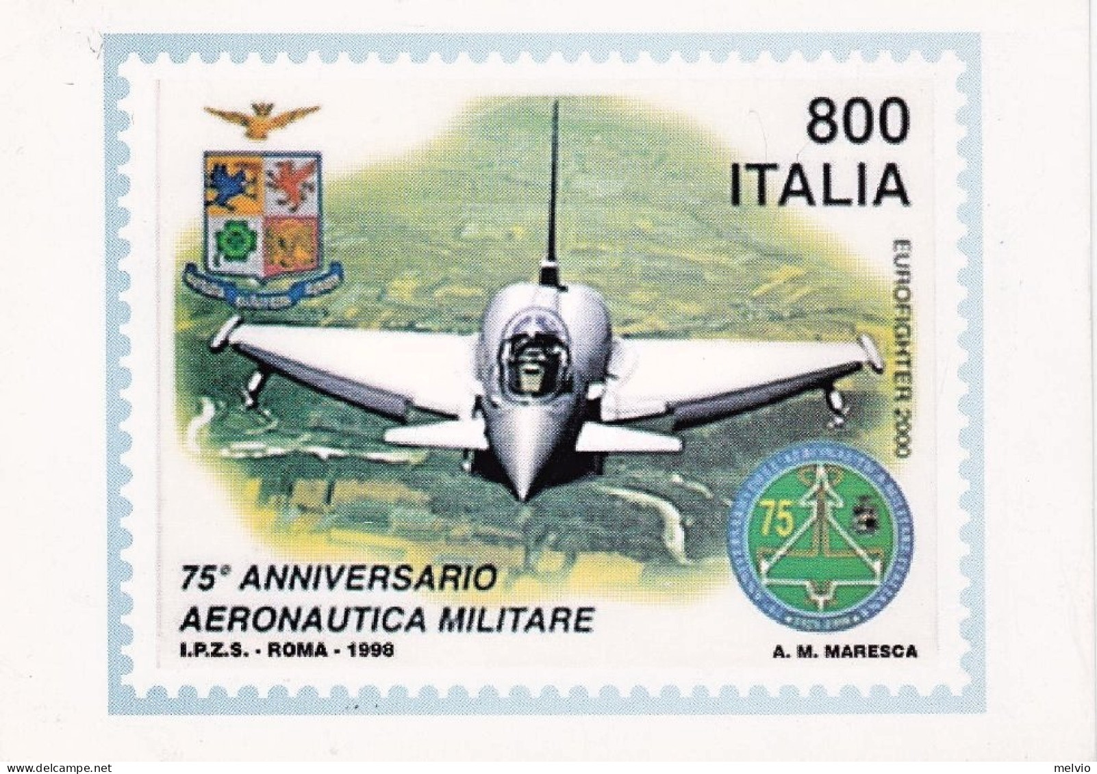 1998-Monaco Cartolina Uff.tipo Maximum Per Il 75 Anniv. Dell'aeronautica Militar - Posta Aerea