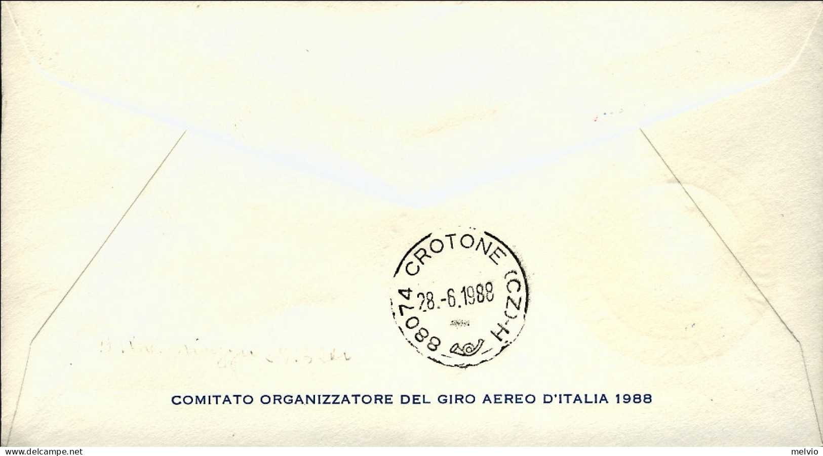 1988-giro Aereo Internazionale D'Italia Locarno Crotone - Correo Aéreo