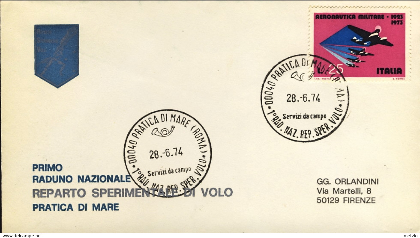 1974-I Raduno Nazionale Reparto Sperimentale DI^volo Pratica Di Mare Del 28 Giug - Correo Aéreo