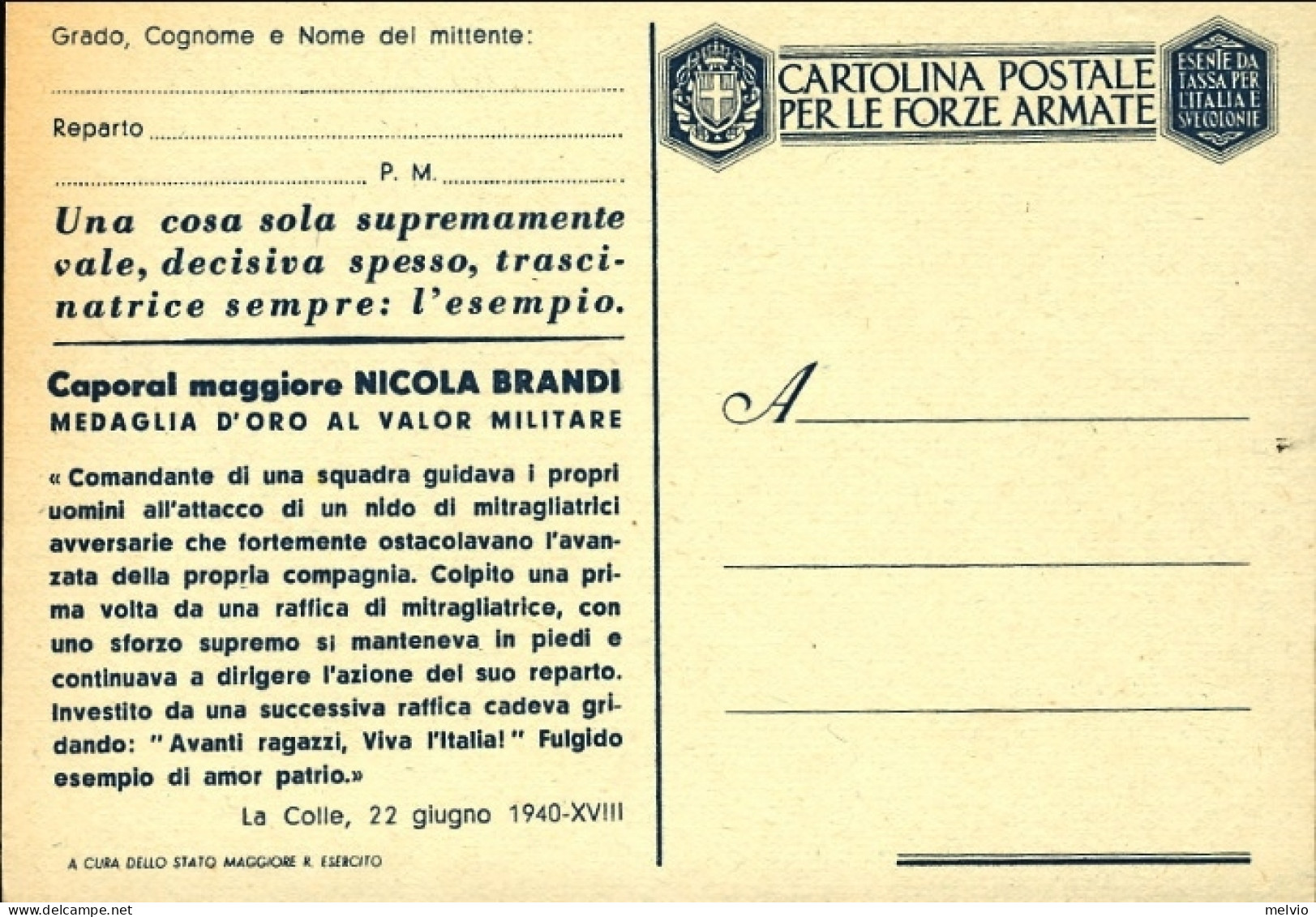 1942-postale Per Le Forze Armate Nuova Della Serie Medaglie D'oro "Caporal Maggi - Storia Postale