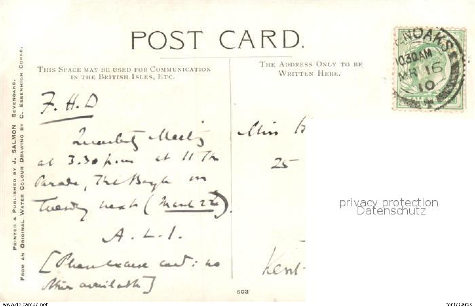 73865597 Sevenoaks  UK Knolw Country House Printing Kuenstlerkarte  - Other & Unclassified