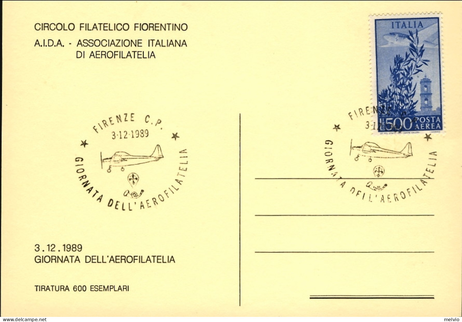 1989-cartolina Illustrata Giornata Dell'aerofilatelia Per Florentia '89 A Cura D - Correo Aéreo