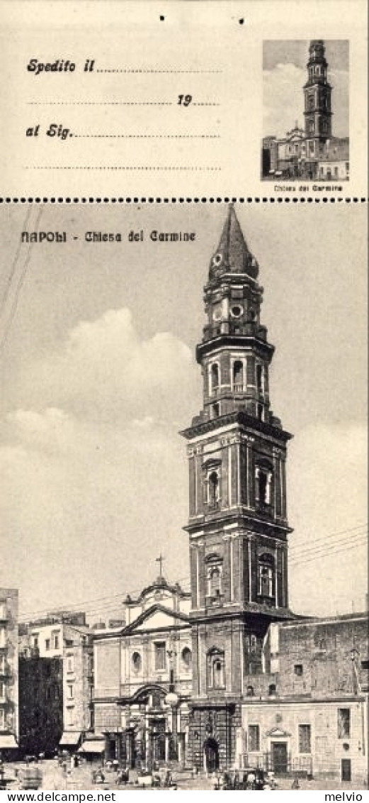 1912-"Napoli-Chiesa Del Carmine" Cartolina Con Appendice Memorandum - Napoli