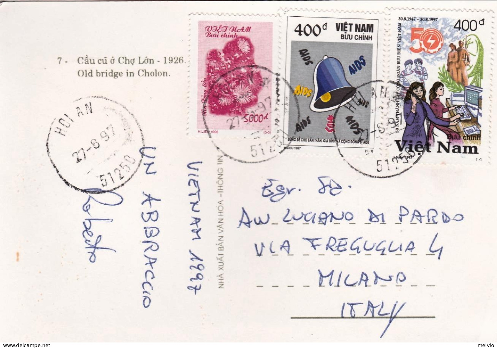 1997-Vietnam Cartolina Illustrata "old Bridge In Colon" Diretta In Italia - Vietnam