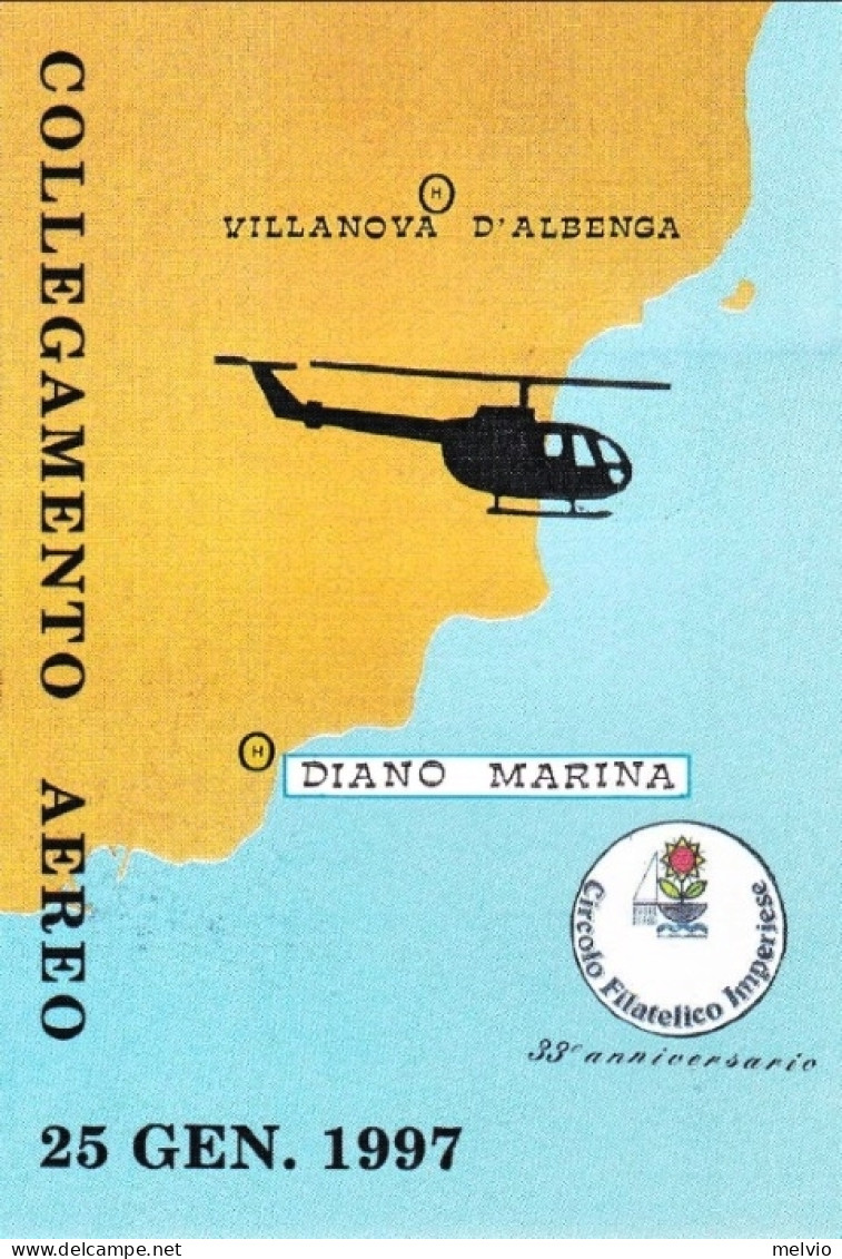 Vaticano-1997  Cartolina Numerata Volo Postale Con Elicottero Villanova D'Albeng - Luftpost