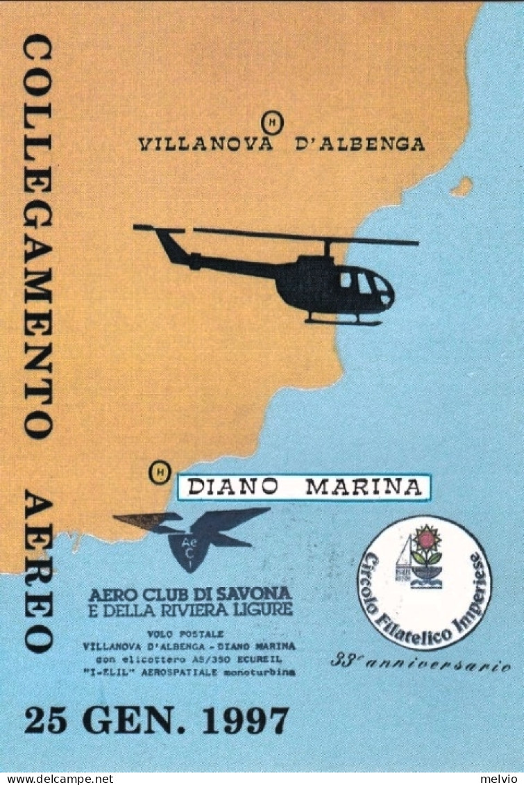 San Marino-1997 Cartolina Numerata Volo Postale Con Elicottero Villanova D'Alben - Airmail