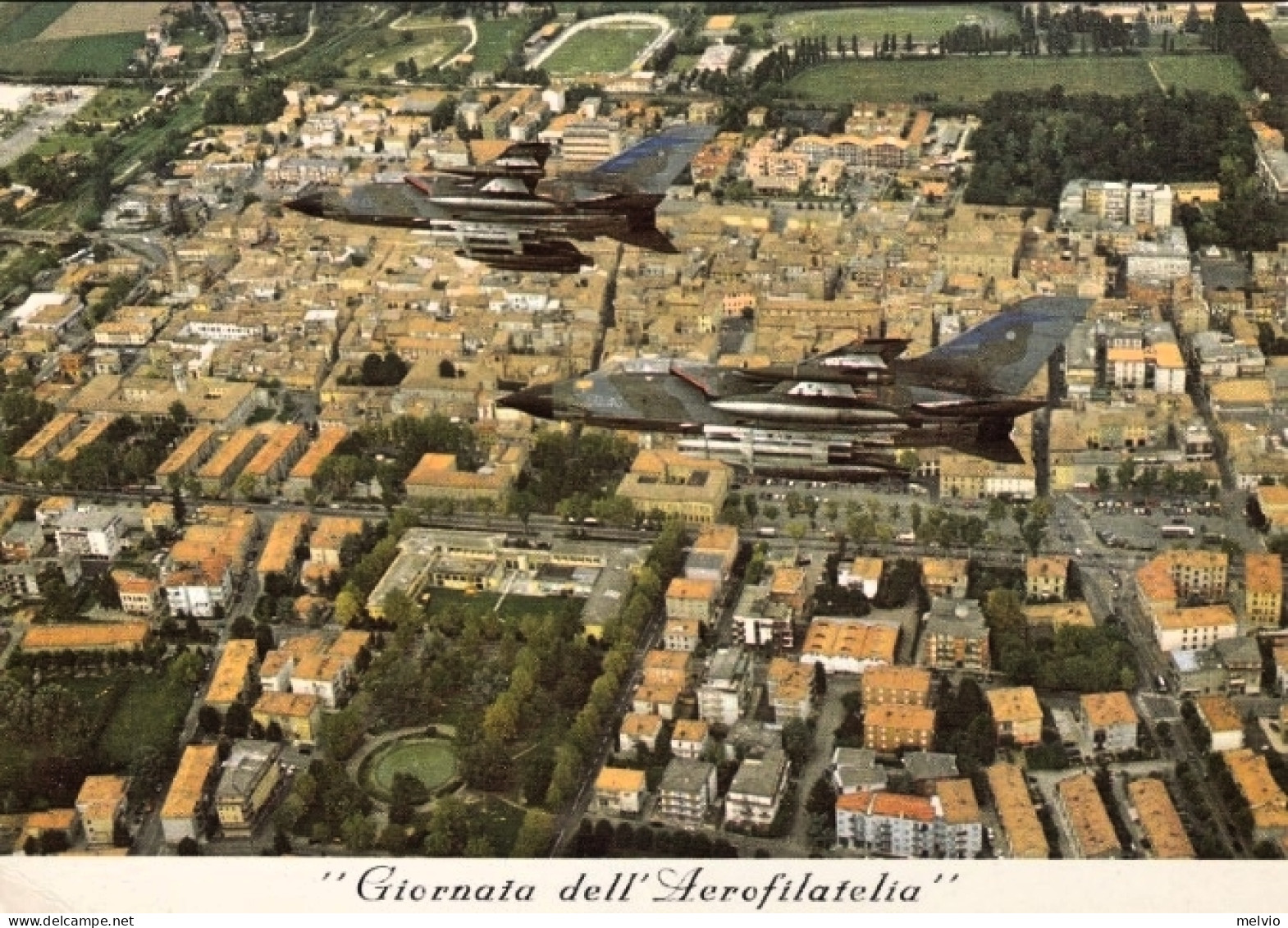 1996-cartolina Illustrata Velivoli Tornado Su Fiorenzuola D'Arda Per La Giornata - Correo Aéreo