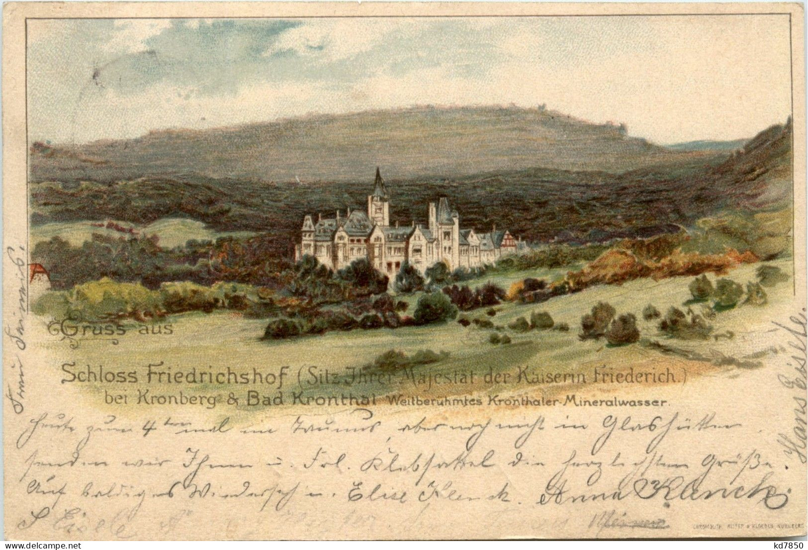 Gruss Aus Schloss Friedrichshof Bei Kronberg - Litho - Kronberg