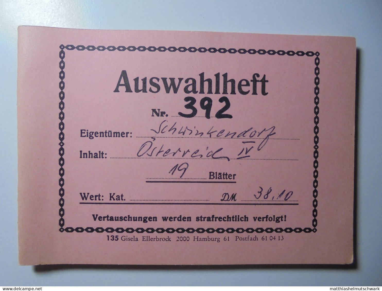 Auswahlheft Nr. 392 19 Blätter 42 Briefmarken  Österreich 1979-1988/Mi Nr. 1610-1911, Unvollständig Ein - Verzamelingen