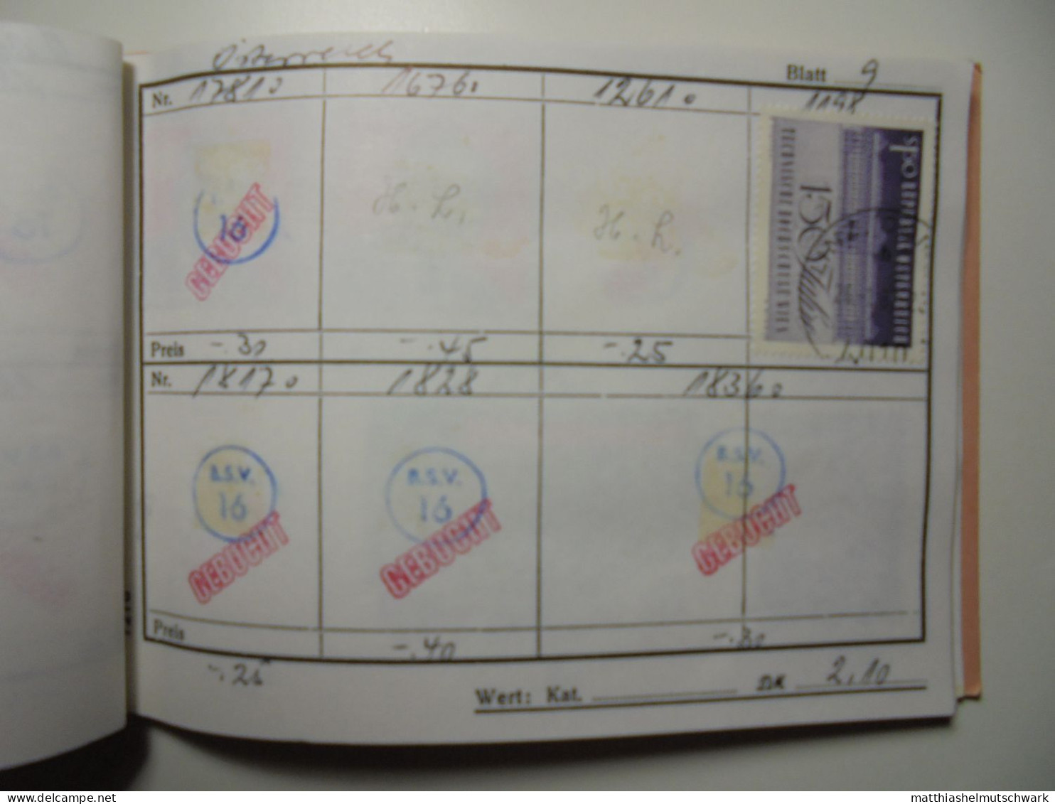 Auswahlheft Nr. 392 19 Blätter 42 Briefmarken  Österreich 1979-1988/Mi Nr. 1610-1911, unvollständig Ein