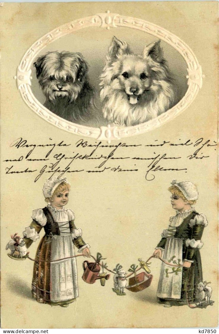 Hunde Mit Kindern - Prägekarte - Cani