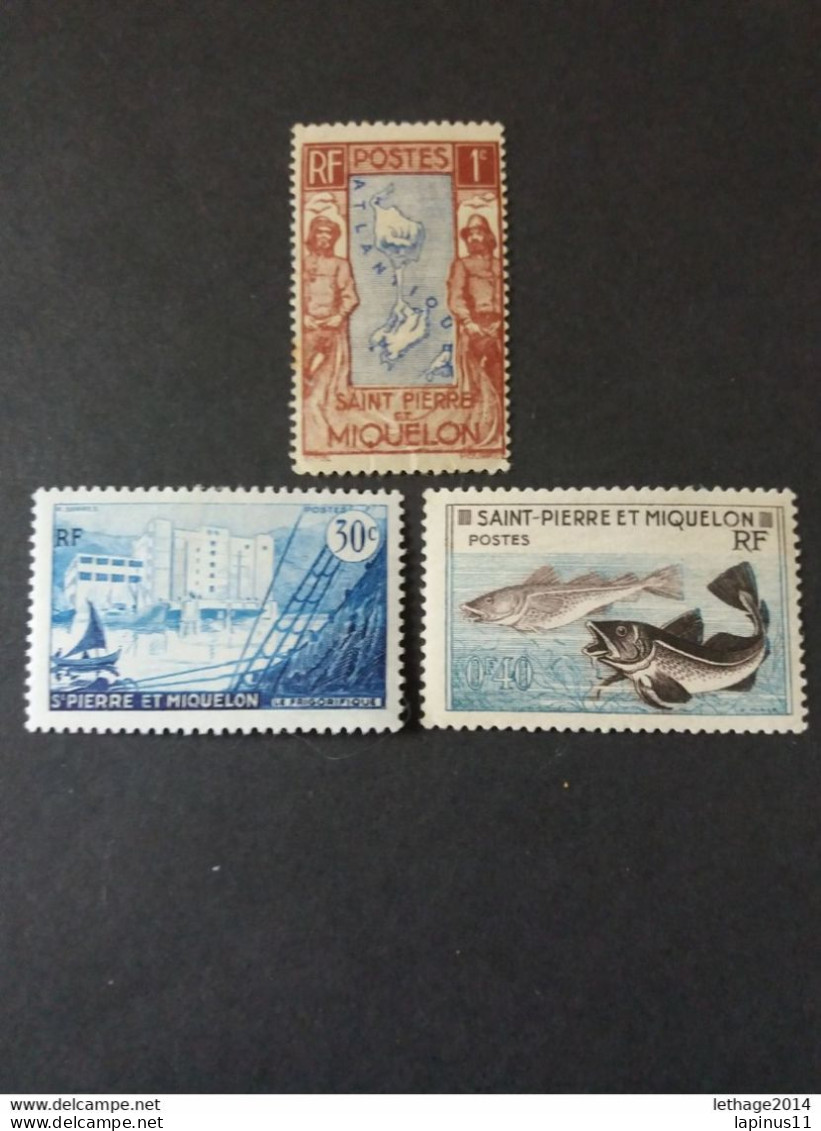 SAINT PIERRE ET MIQUELON 1932 MAP 1956 LE FRIGORIFIQUE DE SAINT PIERRE 1957 FISH MNH - Ungebraucht