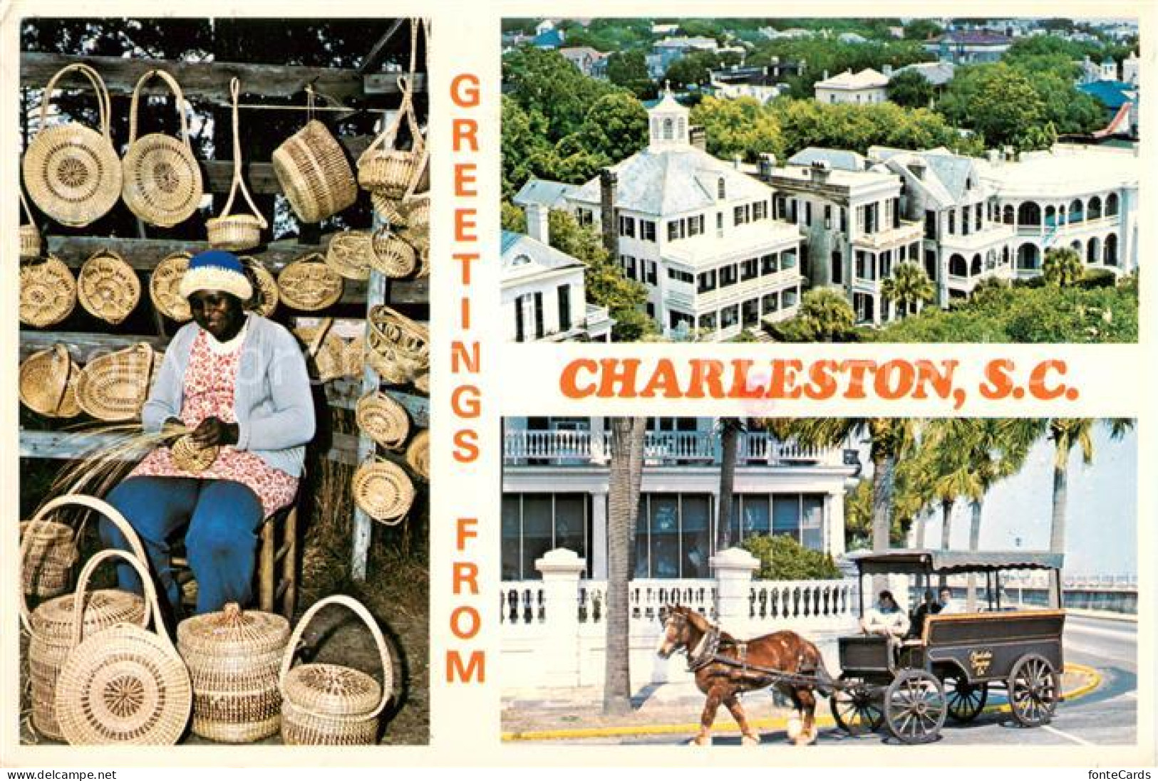 73847644 Charleston_AFB_South_Carolina_USA Korbwaren Verkaeuferin Panorama Pferd - Sonstige & Ohne Zuordnung