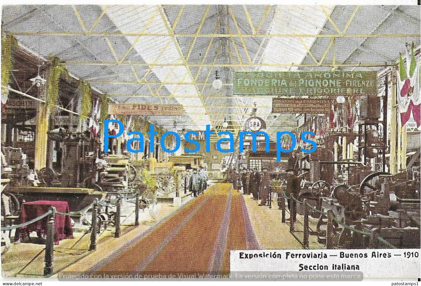 227517 ARGENTINA BUENOS AIRES EXPOSICION FERROVIARIA SECCION ITALIANA 1910 POSTCARD - Argentinien