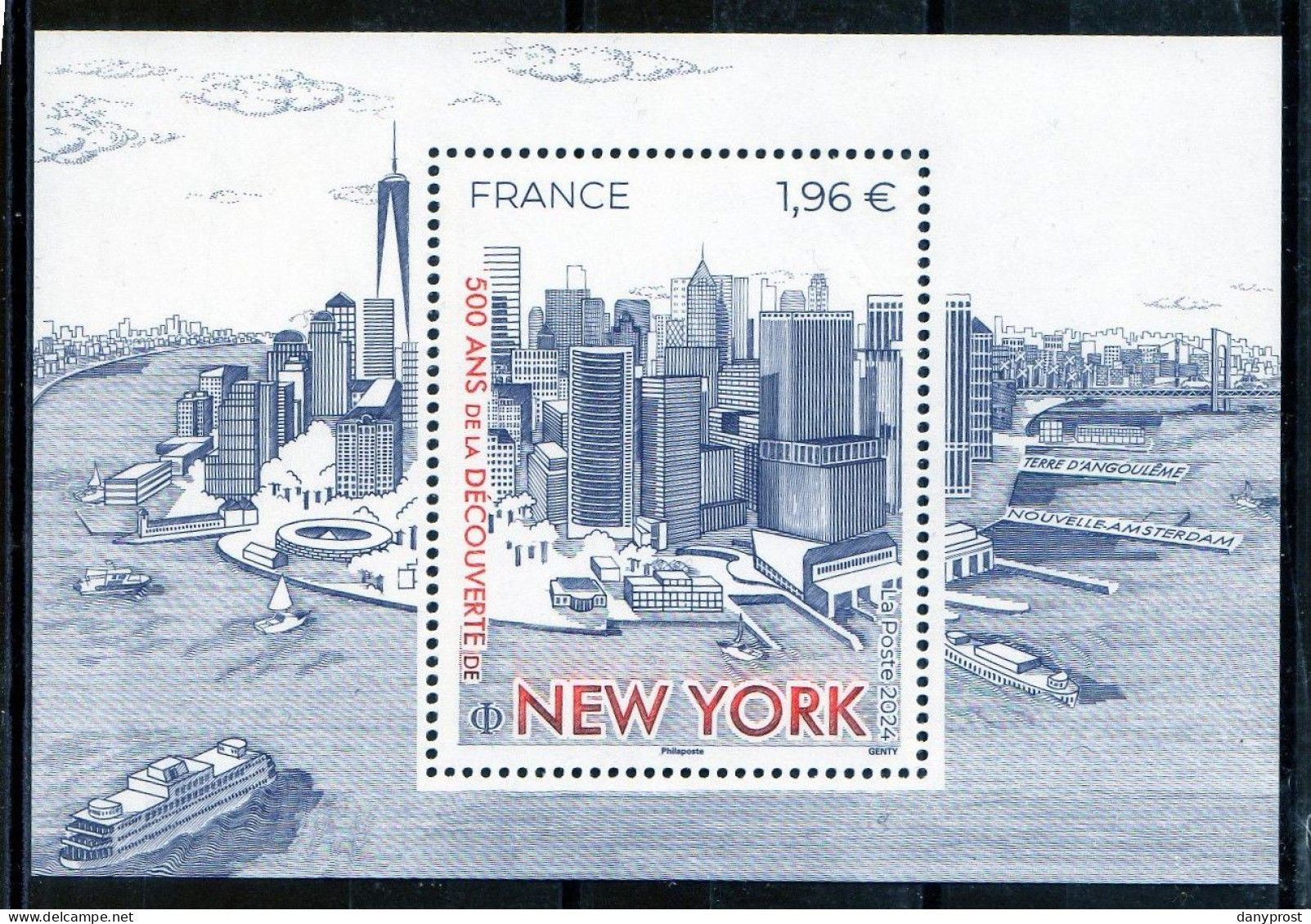 2024 - MINI BLOC "  500 ANS DE LA DECOUVERTE DE NEW YORK " 1 Valeur  à  1.96 € - TRES STYLISE  - Neuf** - Neufs