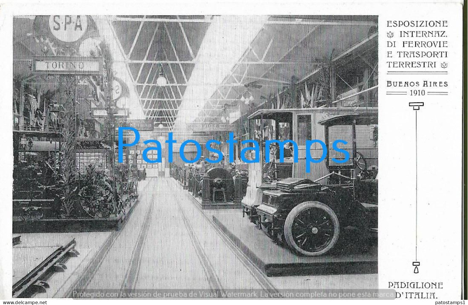 227521 ARGENTINA BUENOS AIRES EXPOSICION FERROVIARIA PABELLON ITALIANA AUTOMOBILE 1910 POSTCARD - Argentinien