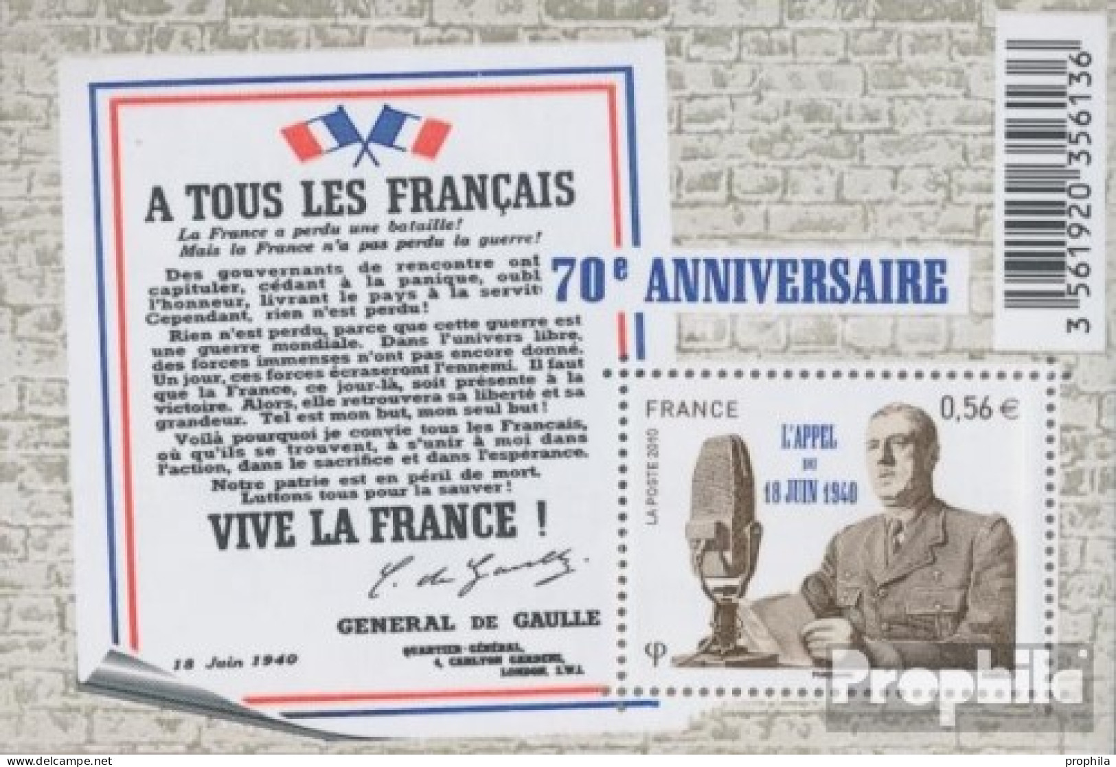 Frankreich Block131 (kompl.Ausg.) Postfrisch 2010 Aufruf Vom 18.Juni 1940 - Unused Stamps