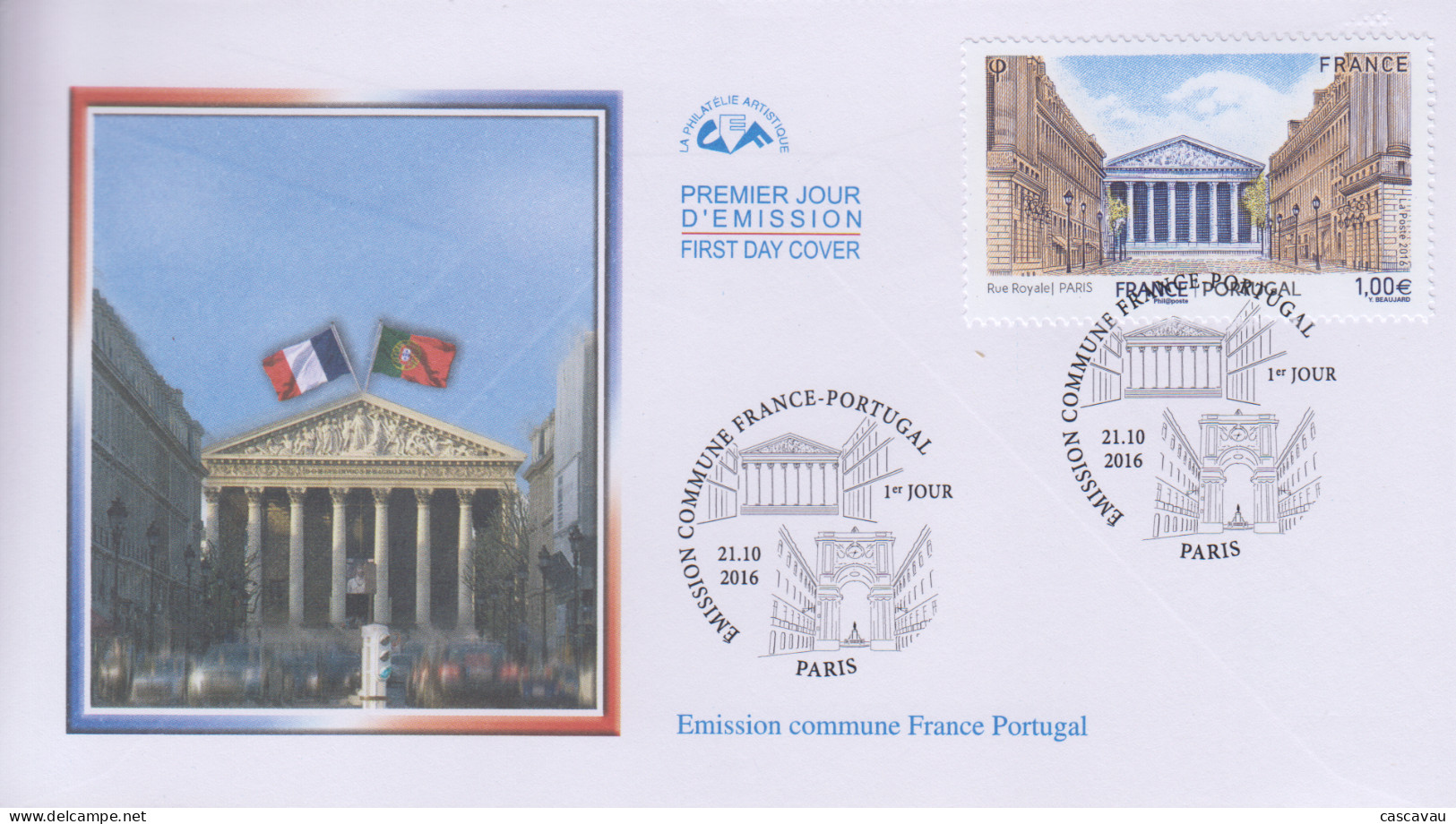 Enveloppe  FDC   1er  Jour   FRANCE     Emission   Commune   Avec   Le   PORTUGAL    2016 - 2010-2019