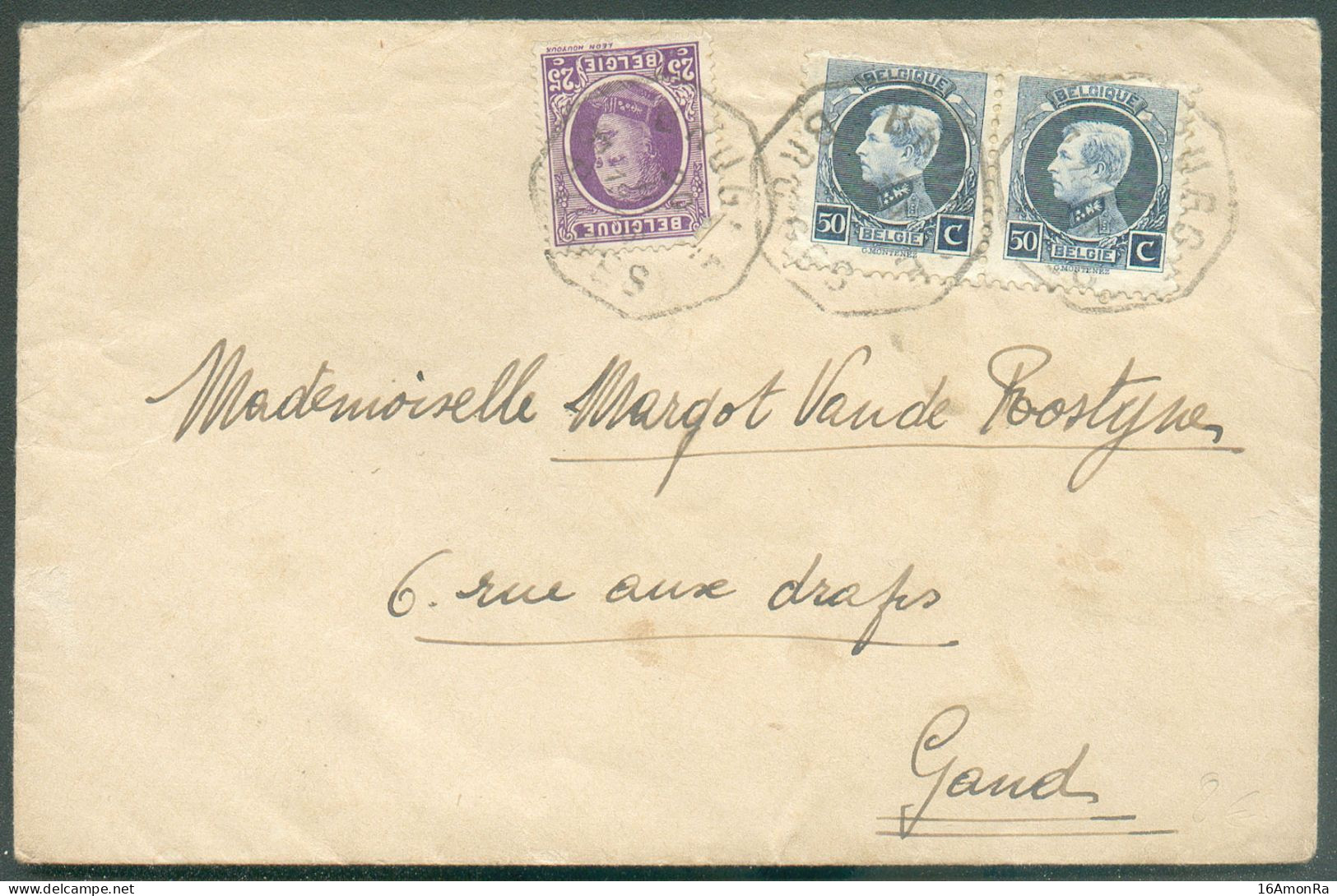 50c. Petit Montenez (paire) + 25c. HOUYOUX Obl. Télégraphique De BRUGES BRUGGE Sur Lettre Exprès Du 20-III-1926 Vers Gan - 1921-1925 Montenez Pequeño