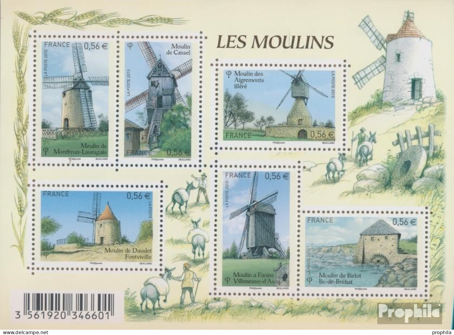 Frankreich Block130 (kompl.Ausg.) Postfrisch 2010 Mühlen - Unused Stamps