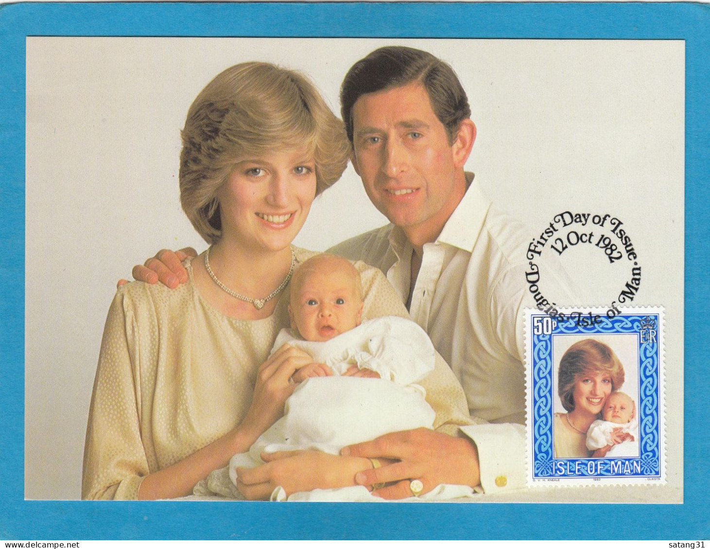 CARTE MAXIMUM.LE PRINCE ET LA PRINCESSE DE GALLES ET LE PRINCE WILLIAM.1982. - Isle Of Man