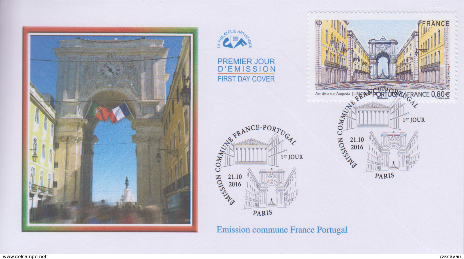 Enveloppe  FDC   1er  Jour   FRANCE     Emission   Commune   Avec   Le   PORTUGAL    2016 - 2010-2019