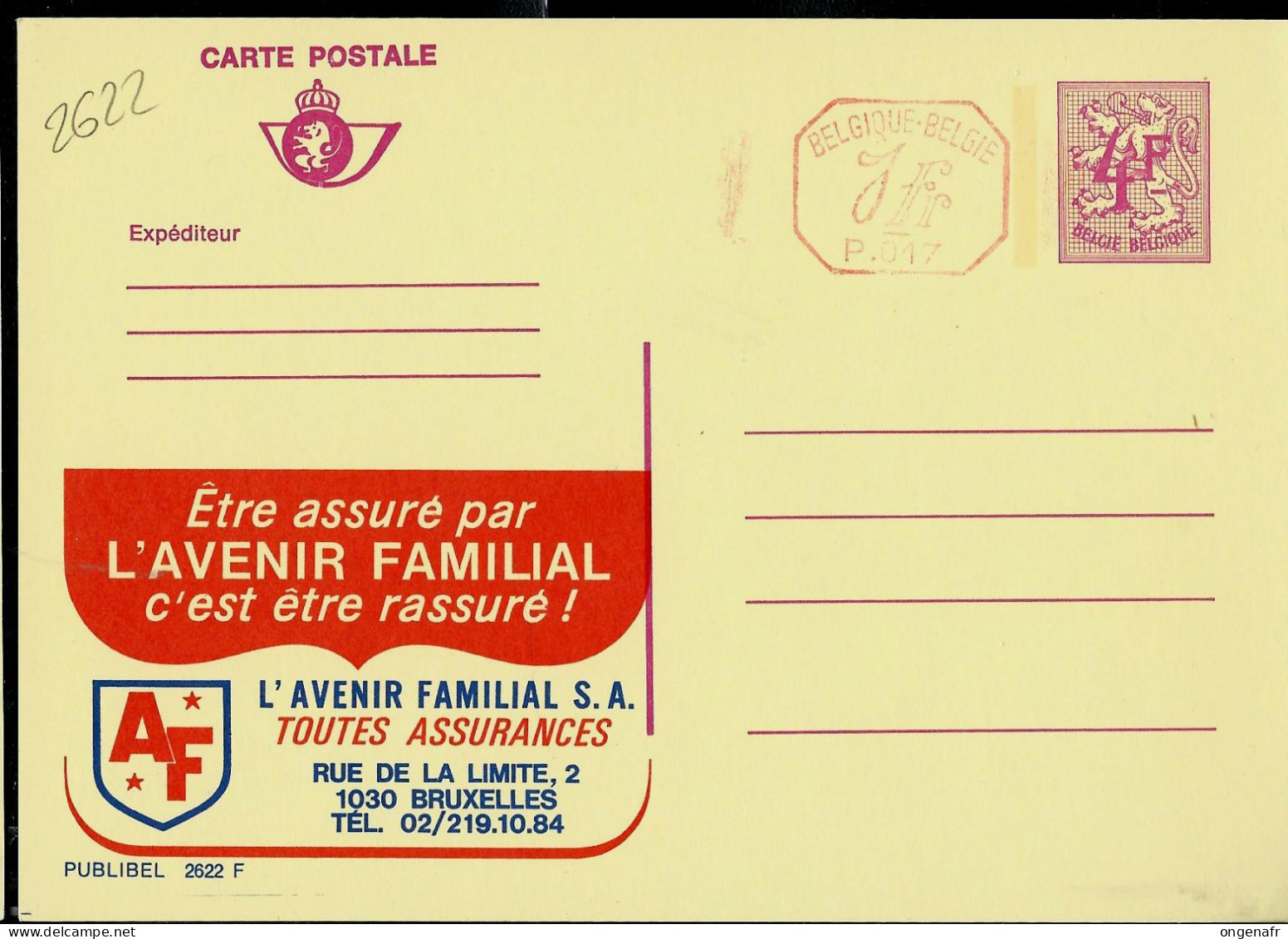 Publibel Neuve N° 2622 + P. 017 ( L'Avnir Familial Assurances ) - Publibels