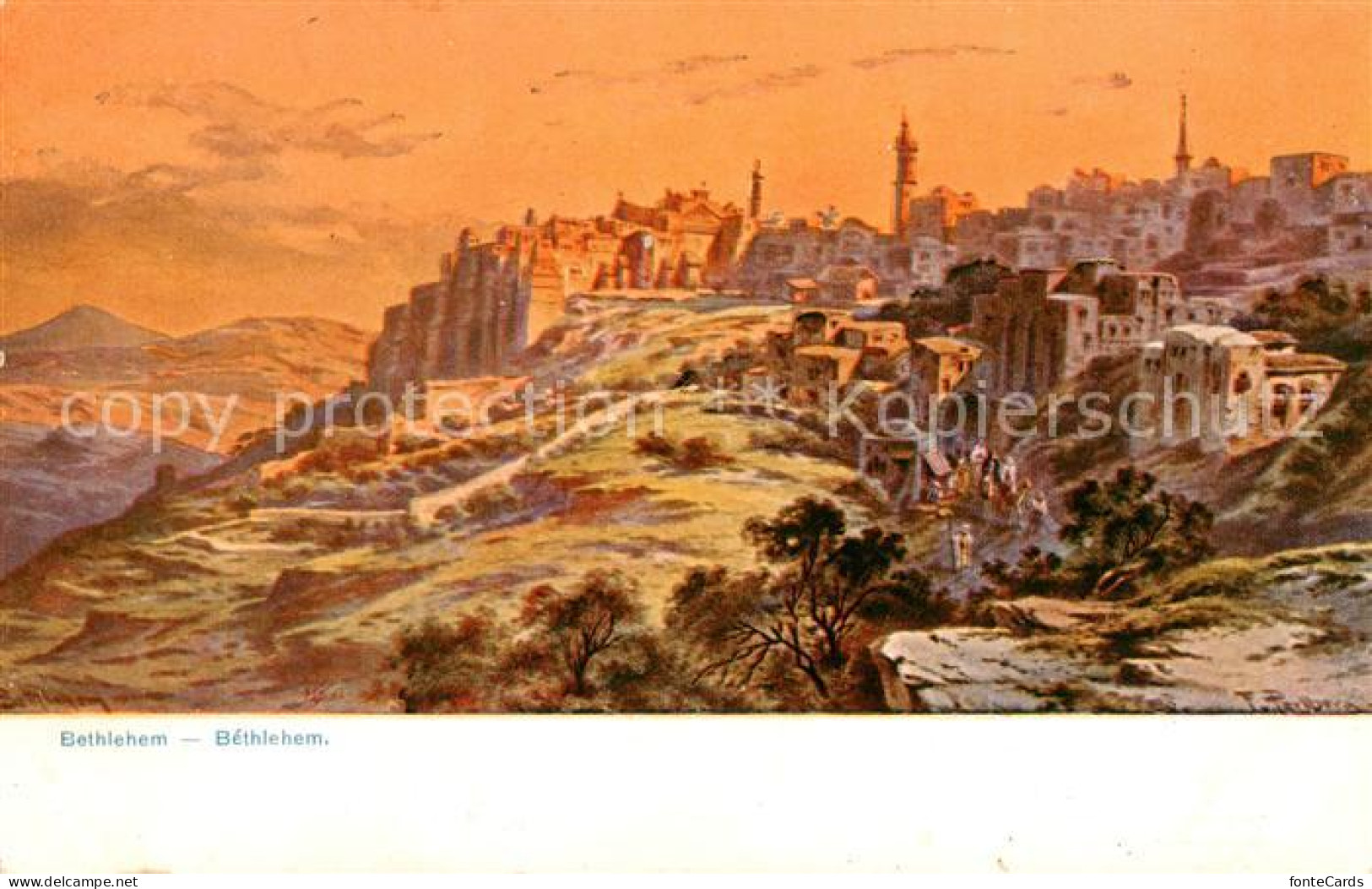 73796892 Bethlehem Yerushalayim Gesamtansicht Kuenstlerkarte Serie 709 Palaestin - Israël