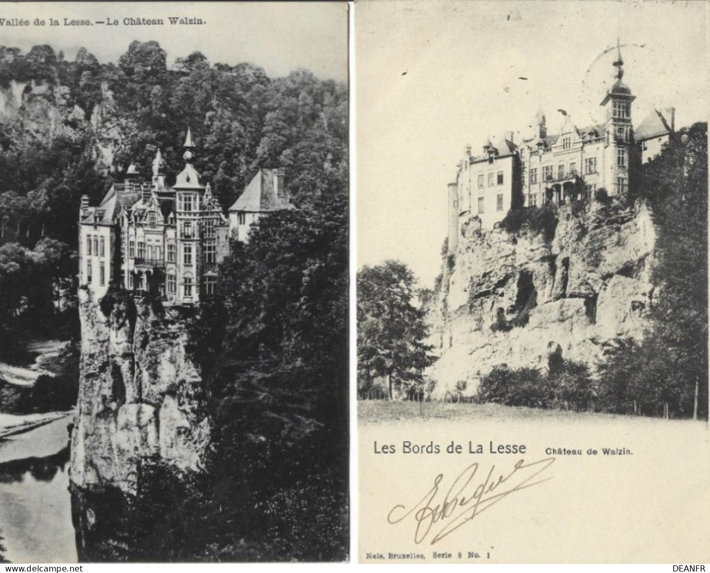 Les Bords De La Lesse : Château De WALZIN. ( 2cartes ). Dont Oblitération " Relais De Pondrôme " - Dinant