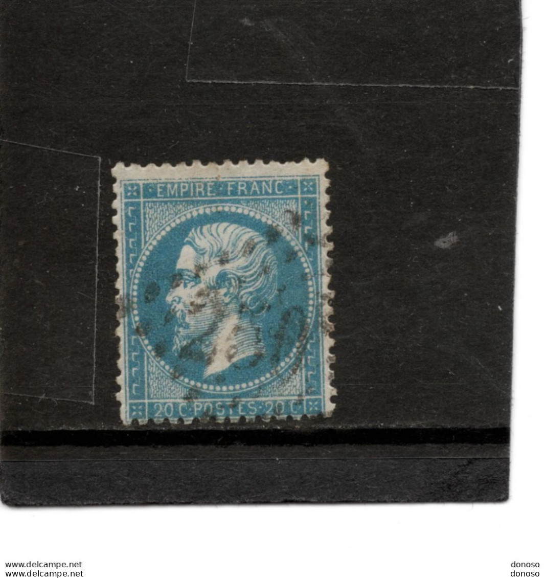 FRANCE 1862 NAPOLEON III Yvert  22 Oblitéré Gros Chiffre 250 AUXON Piquage - 1862 Napoleon III