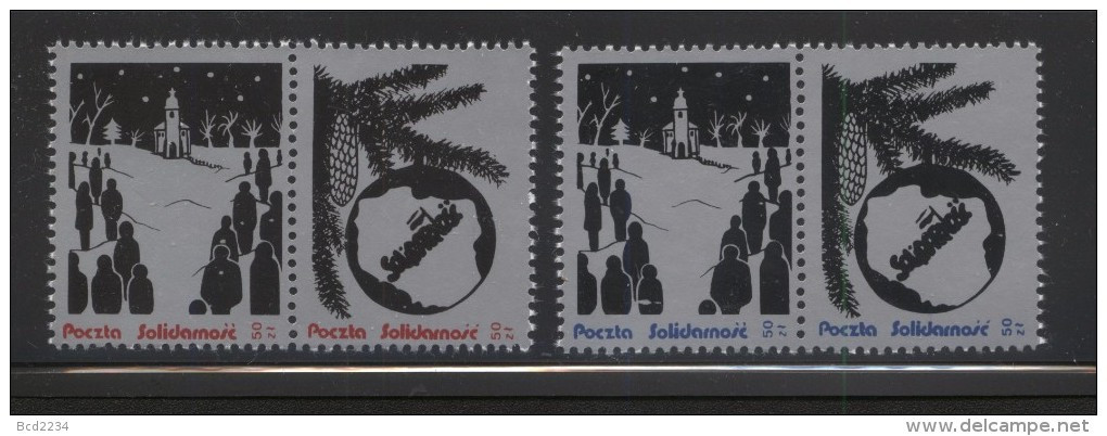 POLAND SOLIDARITY SOLIDARNOSC 1986 CHRISTMAS SET OF 2 PAIRS XMAS - Vignette Solidarnosc