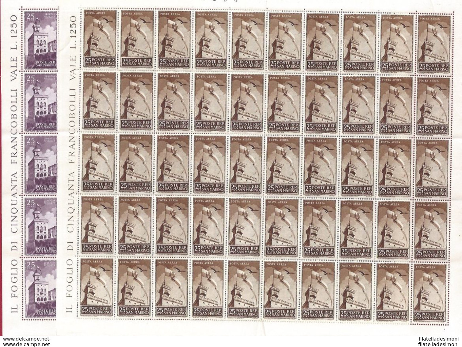 1945 SAN MARINO, N° 278+A49  Palazzo Del Governo  MNH/** FOGLIO - Other & Unclassified