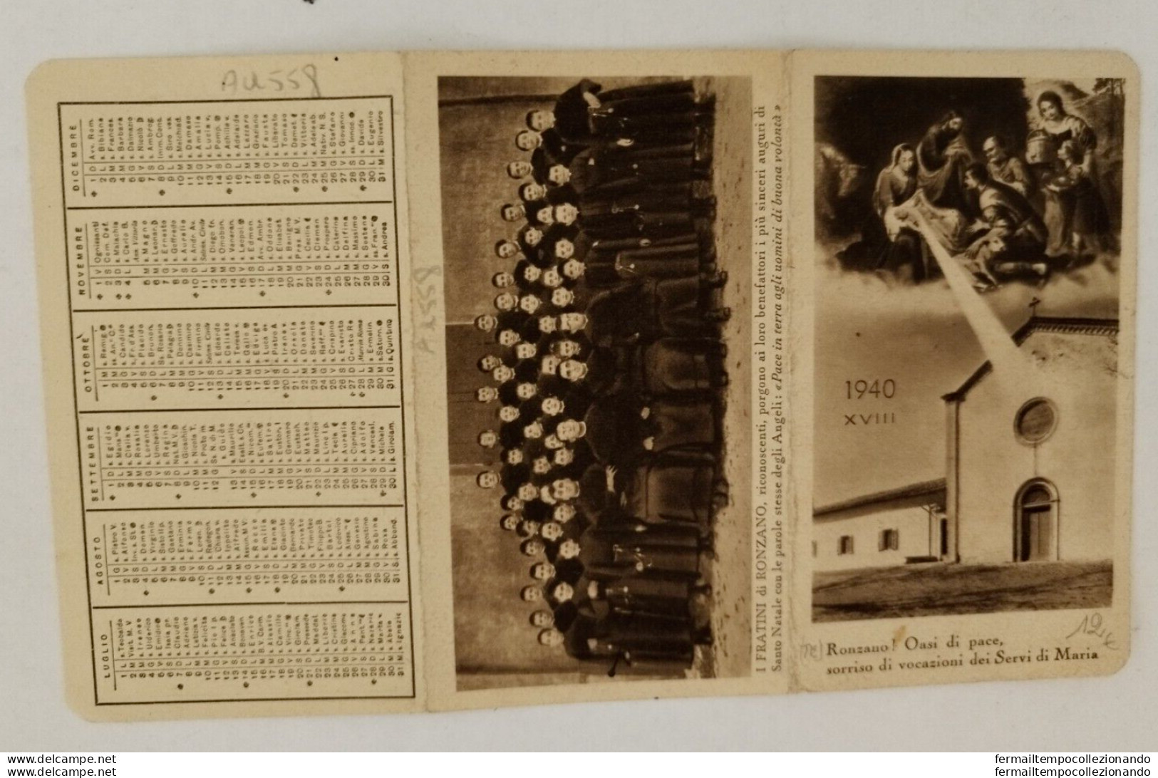 Aq558 Ronzano Bologna Calendarietto Religioso 1940 - Teramo