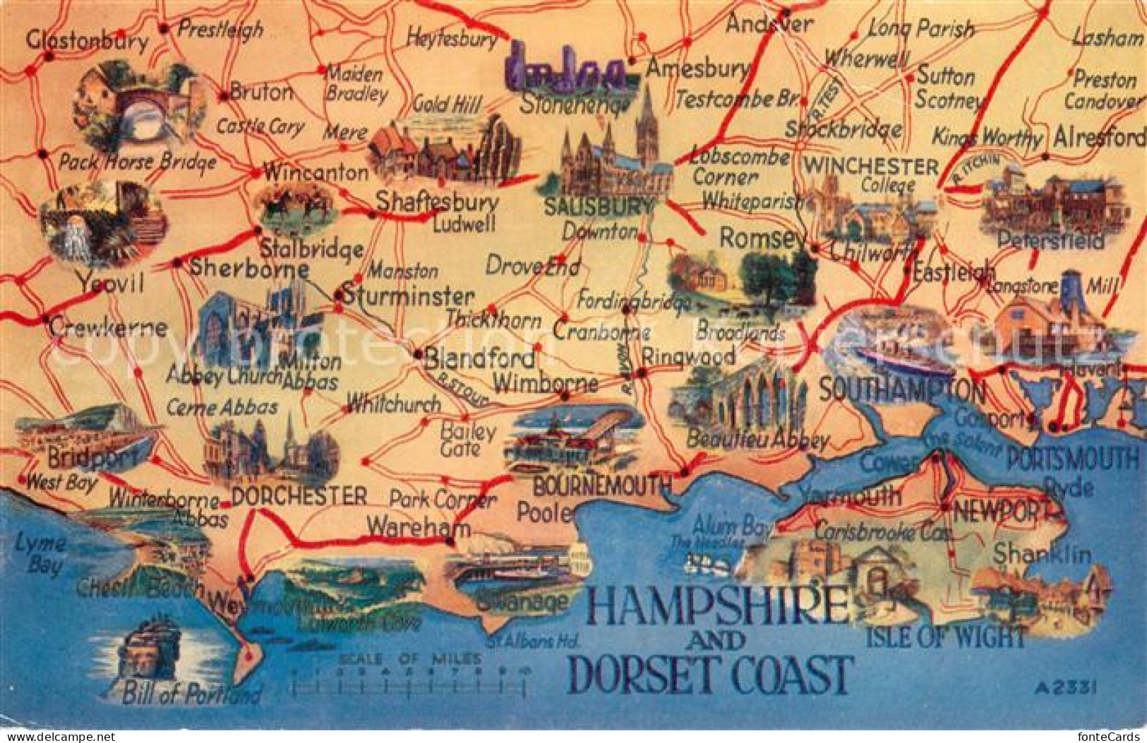 73774323 Dorchester  West Dorset UK Karte Hampshire And Dorset Coast  - Andere & Zonder Classificatie