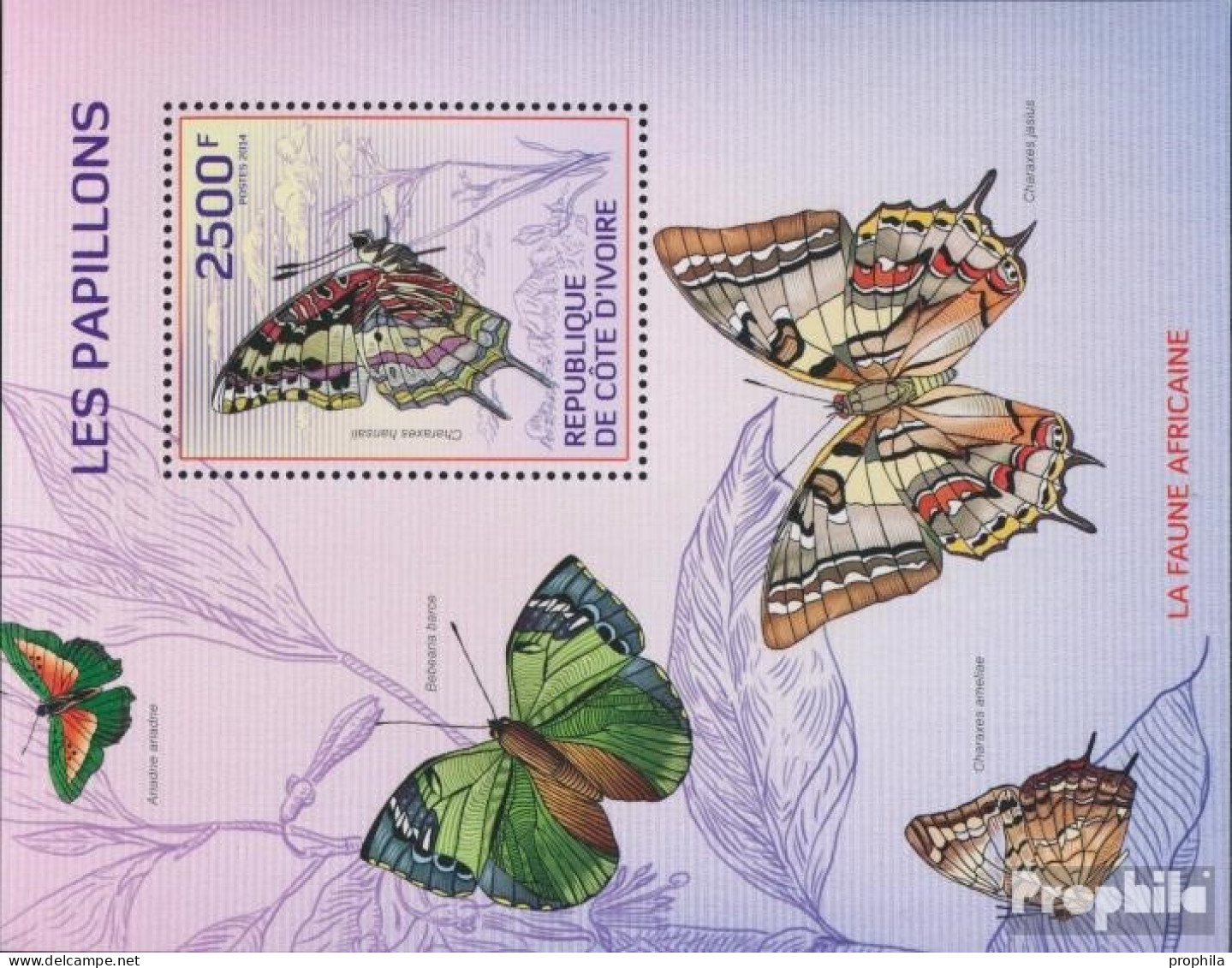 Elfenbeinküste Block189A (kompl.Ausg.) Postfrisch 2014 Schmetterlinge - Ivory Coast (1960-...)