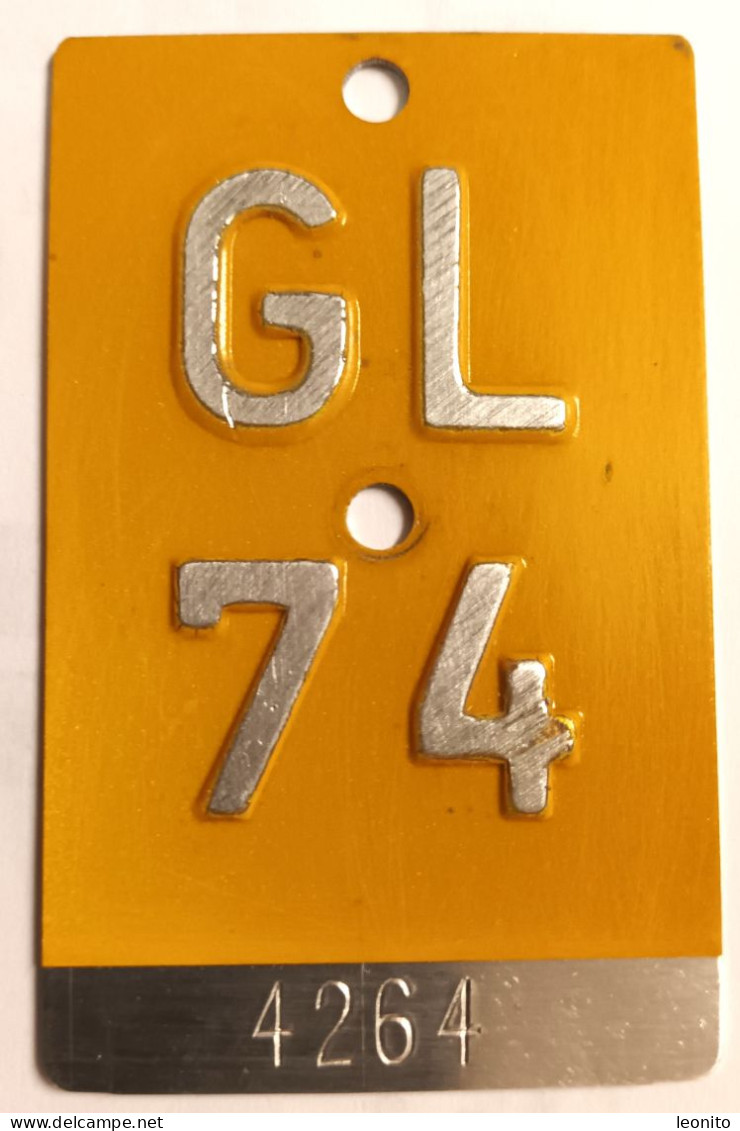Velonummer Mofanummer Glarus GL 74 - Kennzeichen & Nummernschilder