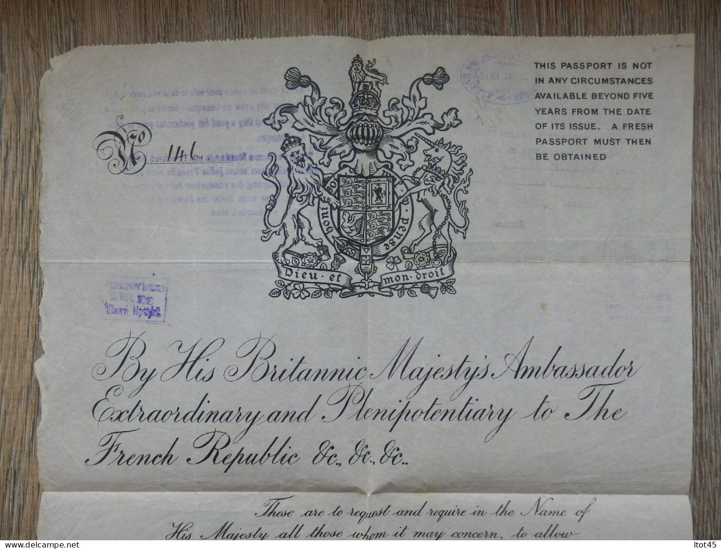 PASSEPORT DE BRITANNIC MAJESTY'S AMBASSADOR 1912 TRAVELLING RUSSIA - Historische Dokumente