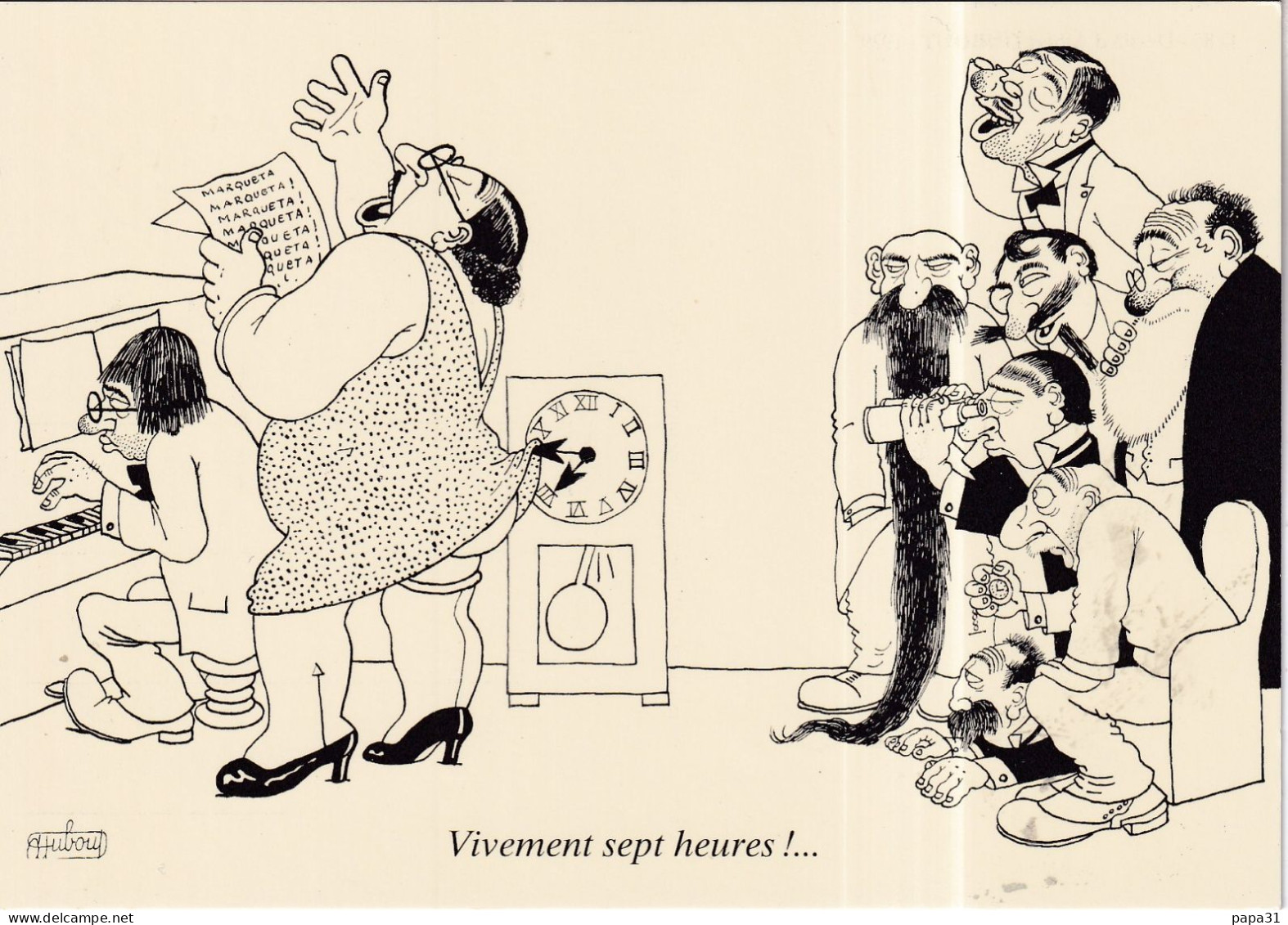 Dessin D'Albert DUBOUT  N° D 85  - Vivement Sept Heures!.... - Dubout