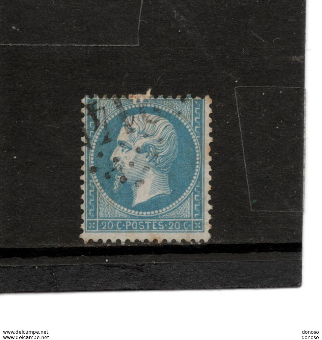 FRANCE 1862 NAPOLEON III Yvert  22 Oblitéré PIQUAGE - 1862 Napoléon III