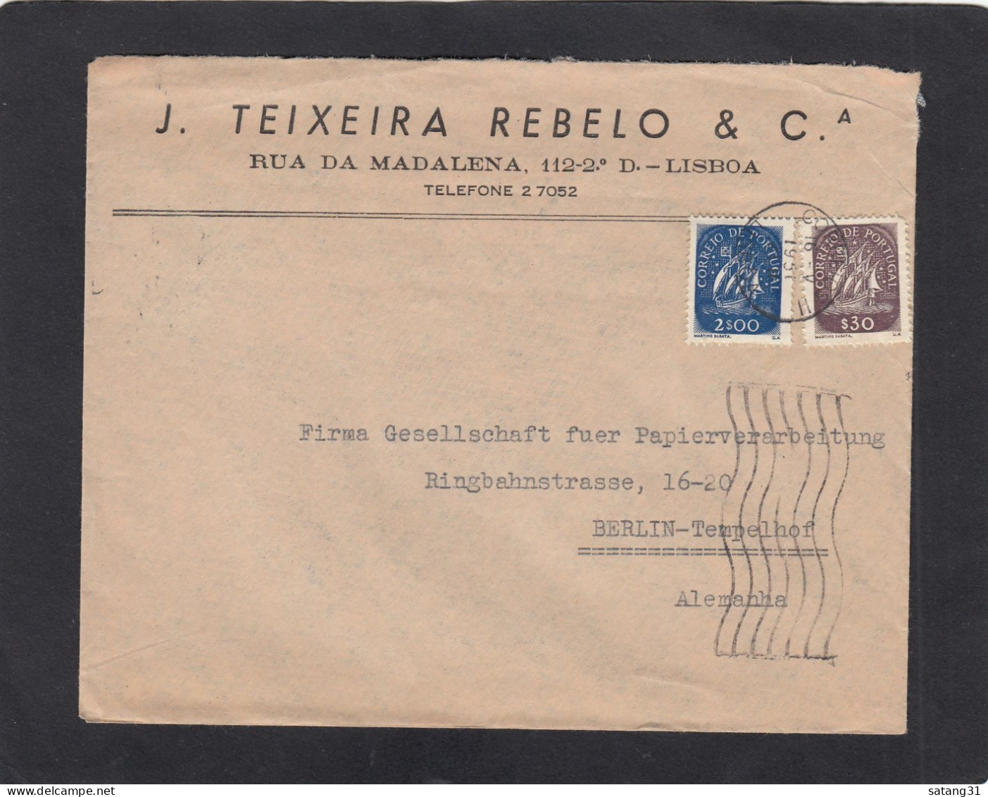 LETTRE DE LISBONNE ,AVEC Y+T NOS 712,632, POUR BERLIN,1951. - Covers & Documents