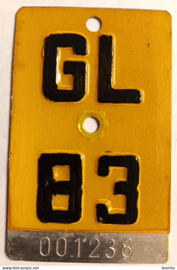 Velonummer Mofanummer Glarus GL 83. Letzte Kleine Töfflinummer GL ! - Number Plates