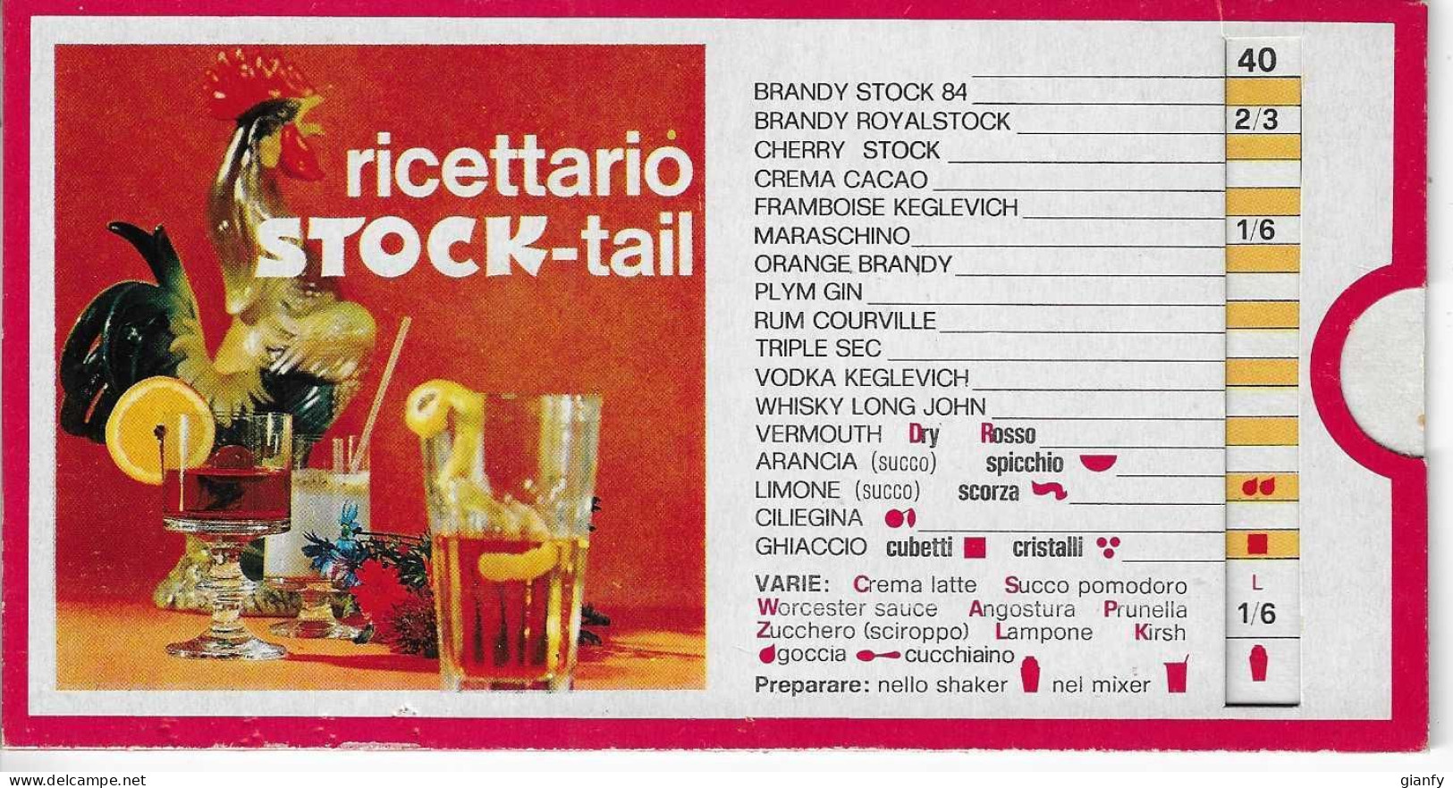 RICETTARIO STOCK-TAIL 40 COCKTAILS CON PRODOTTI LIQUORI STOCK - Andere & Zonder Classificatie