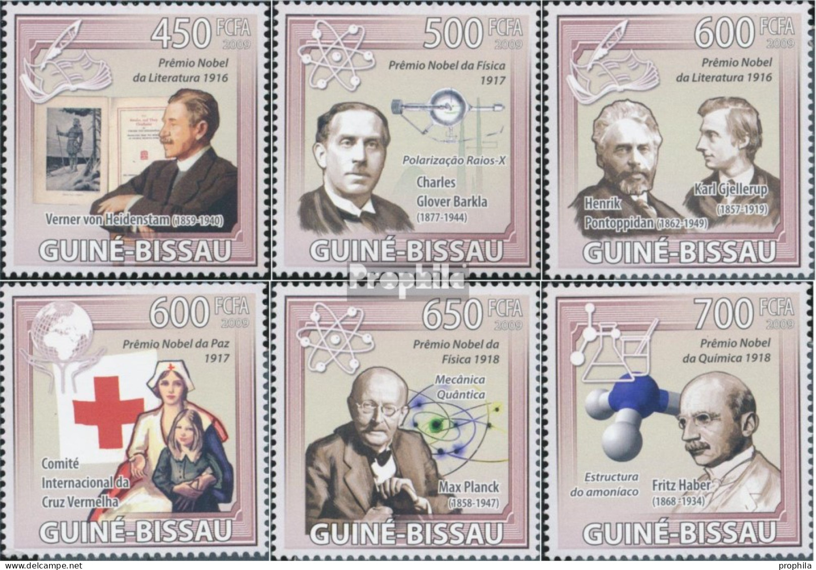 Guinea-Bissau 4532-4537 (kompl. Ausgabe) Postfrisch 2009 Nobelpreis 1916-1918 - Guinea-Bissau